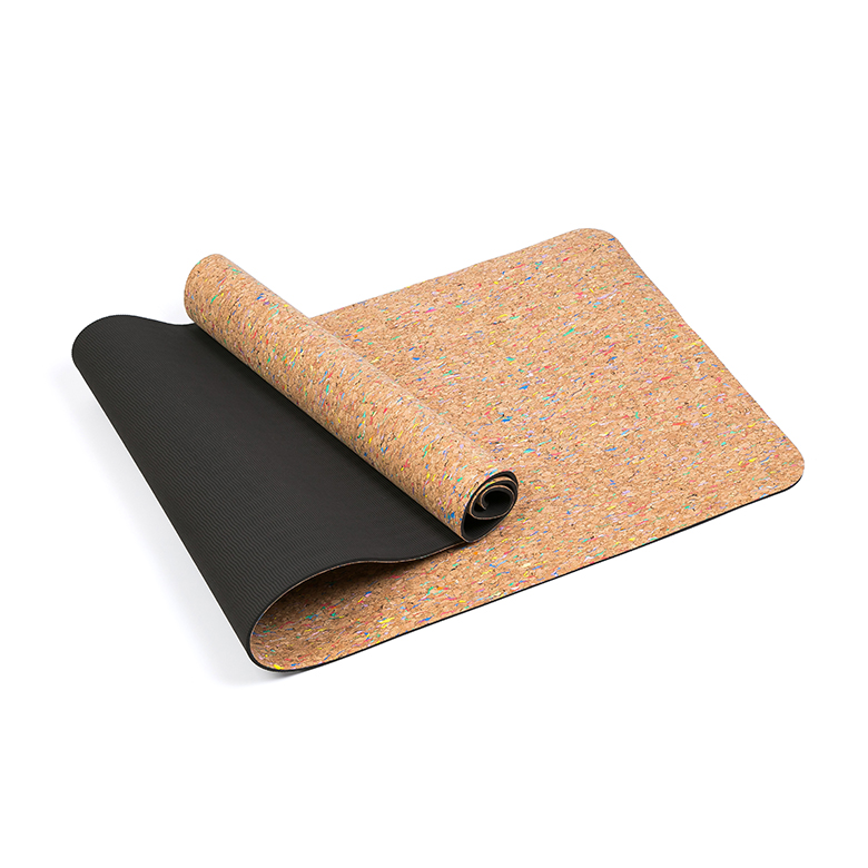 2021 factory direct Design OEM eco-friendly 6mm custom tpe cork rubber yoga mat with double side