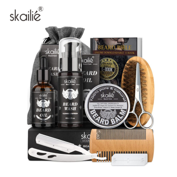 Skailie Organic Wholesale Men's Grooming Kit: Beard Trimming & Hair Brush Set