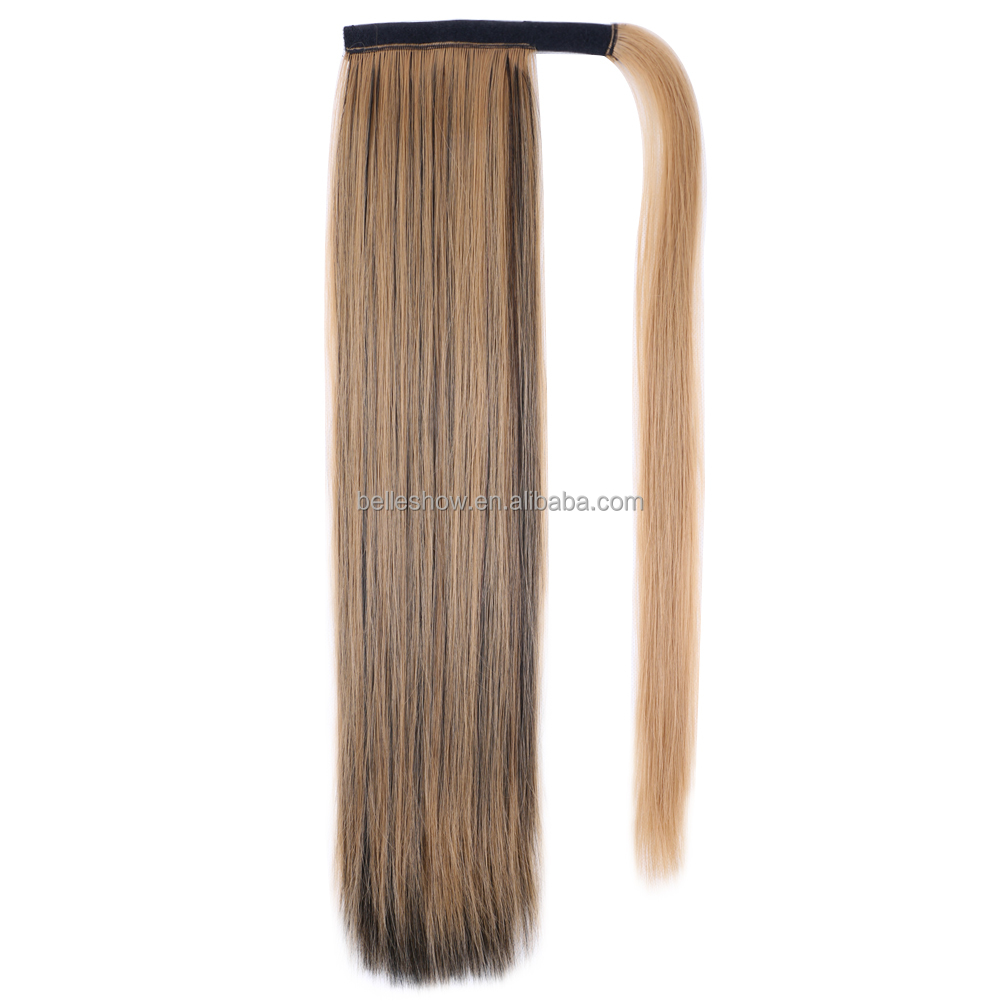 Long Straight Ponytail Hair Synthetic Ombre Mixed Color Straight Synthetic rainbow Ponytail Wrap Around Magic Paste Ponytail
