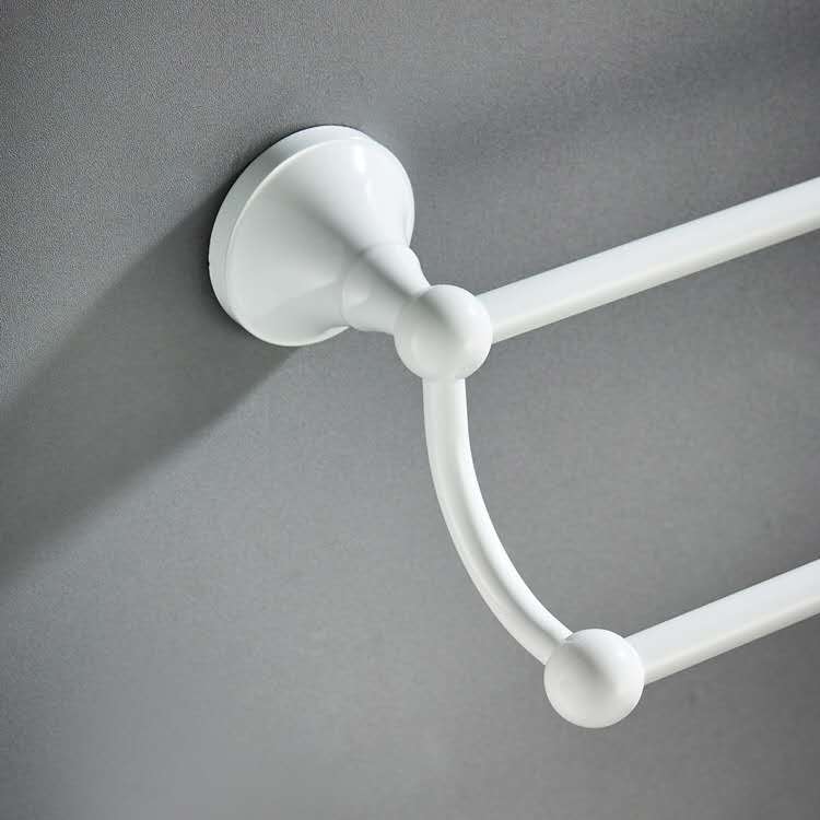 ホワイト銅素材ホワイトダブルバータオルラックバスルームベーキングホワイトペイントバスルームペンダント