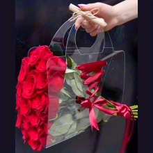 Transparent PVC Bouquet Wrapper Tote - Clear Portable Flower Wrapping Bag