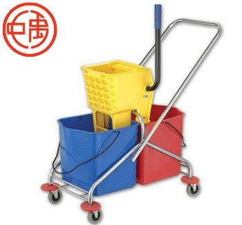 Cleaning Plastic Double Buckets Mop Wringer Trolley