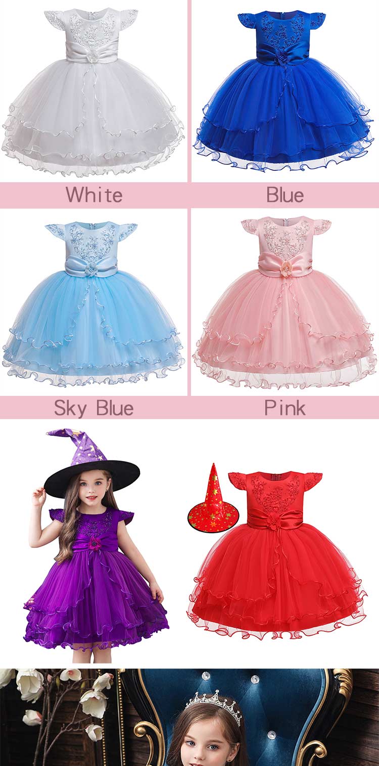 2020 Summer Pink Flower Princess Toddler Girl Party Dresses Comfortable Baby Girls Dresses