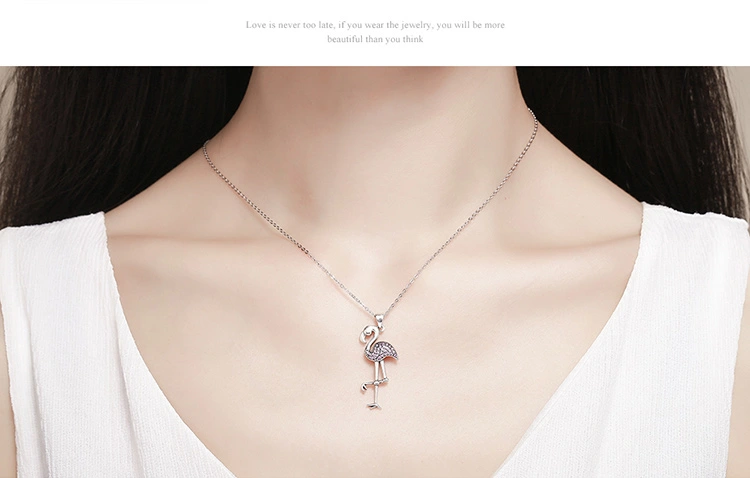 925 Sterling Silver Popular Flamin Bird Animal Pendant Necklaces