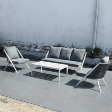 Waterproof High Quality Modern Italian Style Garden Lounge Sofa Aluminum Rope outdoor sofa set Woven Sofa Garden