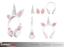 Wired Kids Unicorn ODM Headphone with in line mic