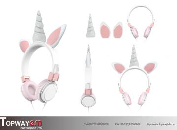 Wired Kids Unicorn ODM Headphone with in line mic