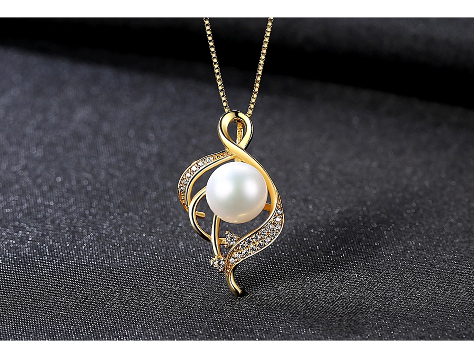 Music Design Gold Plated 925 Sterling Silver Freshwater Pearl Pendant Necklaces