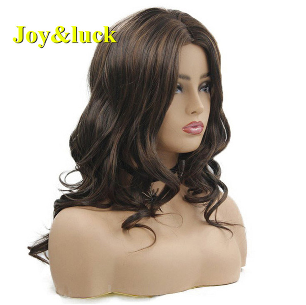 24inch Long Wave Wig Ombre Brown Synthetic Wigs for Women Wave Hair Wig Cosplay or Party African Black Hair Style