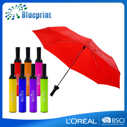 Promotional custom printing bottle shaped wine umbrella