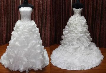 Bateau Neckline Ball Gown Empire Strapless Princess Neckline Wedding Dress / Bridal Gown
