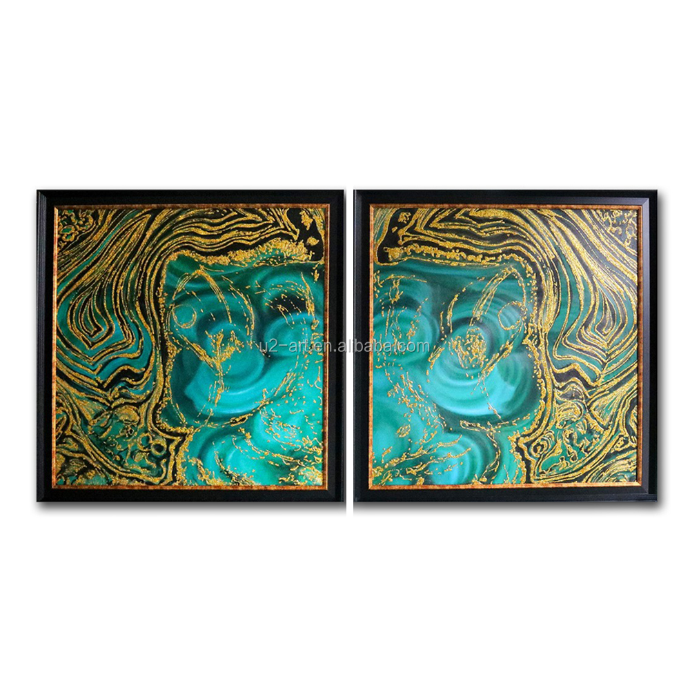 2 Panels Of Gold Foil hotel art work framed artwork painting