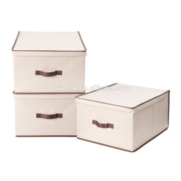 Pack of 3, collapsible storage box with lid/fabric canvas storage boxes/ canvas storage box with Lid