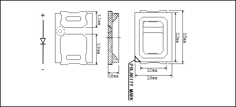 2835 SMD LED PLCC-2 Size