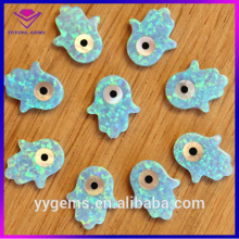 Hot Sale 8x10MM Hamsa Hand Shape Blue Color Fire Opal Evil Eye Stone Jewelry