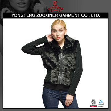 fashion styles ladies winter latest jacket fur inserted knitting wool