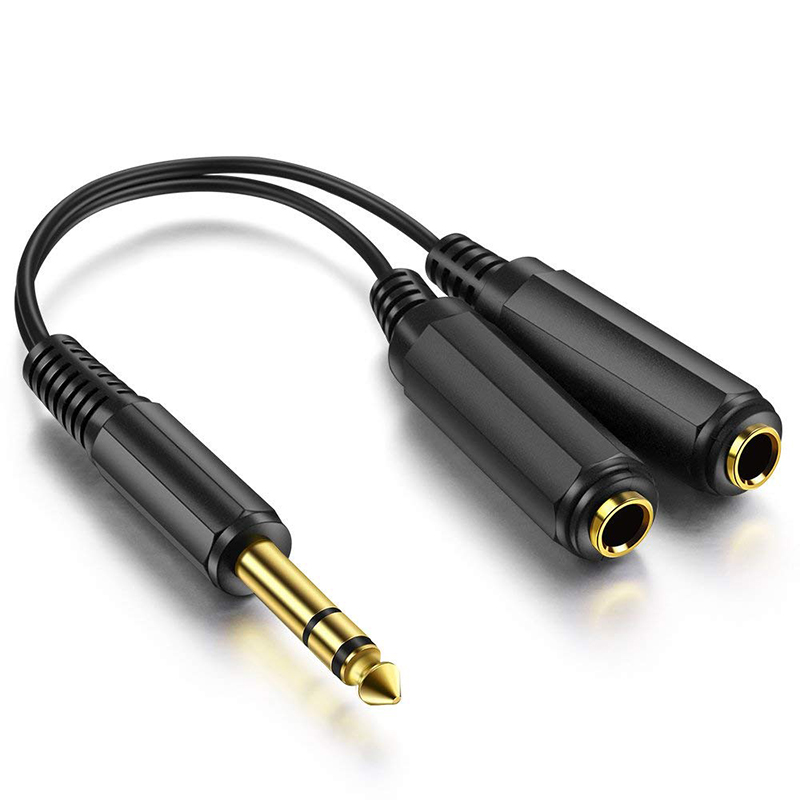 Hot Sale Factory Manufacture 1/4 Inch 6.35mm Dual Splitter Male to Female Splitter converter