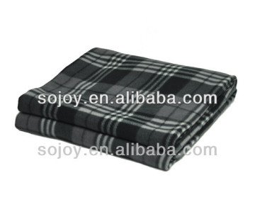 Portable Gery Plaid Softnes Fleece Travel Blanket