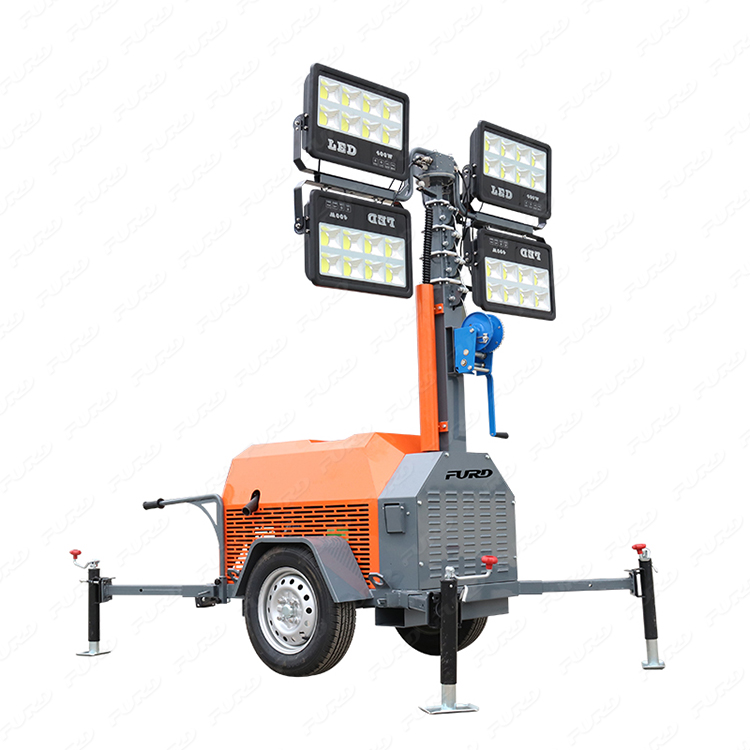 Construction tool 7m mobile lighting tower with diesel and gasoline generator