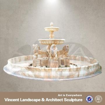 outdoor marble fountain with female statue