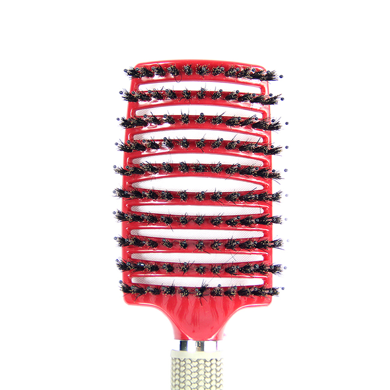 Anti-static Heat-resistant Curved Vent Boar Bristle detangling hair brush Massage Combs for Pro Hair Salon Barber Hair Styling