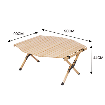 Widened Solid Wood Octagonal Portable Folding Table for Picnic & Barbecue - Beech Material