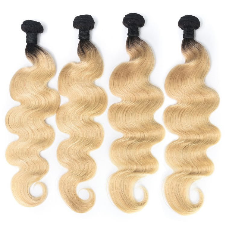 Peruvian Hair Dubai Bulk Hair 1B/613# Ombre Blonde Body Wave Cuticle Aligned Raw Brazilian Hair Bundles