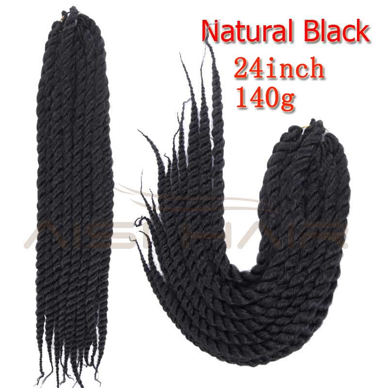 24'' Long Colored Crochet Braid Hair Extension Synthetic Mambo Crochet Twist Hair For Women