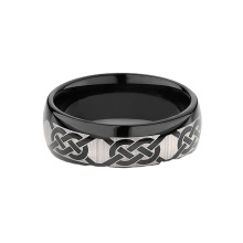 Celtic Knot Black Tungsten Carbide Mens Engagement Ring