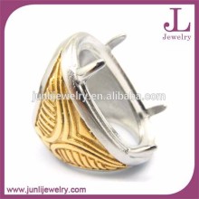 2014 Hot Sale Indonesia CZ Silver Gold Titanium Ring For Men