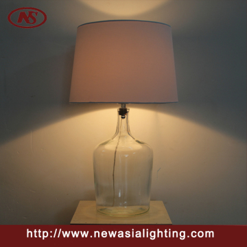 Square clear Glass table lamp fabric shade lamp for home decorate