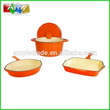 cast iron casserole+round fry pan+square fry pan