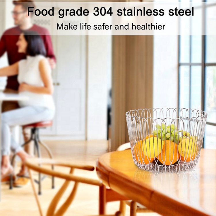 Home Decorative Stainless Steel Metal Fruit Storage Basket