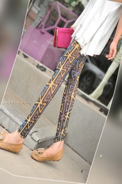 Wholesale Summer Sexy Slim Ultra-thin Gauze Graffiti Bowknot Leggings 9536
