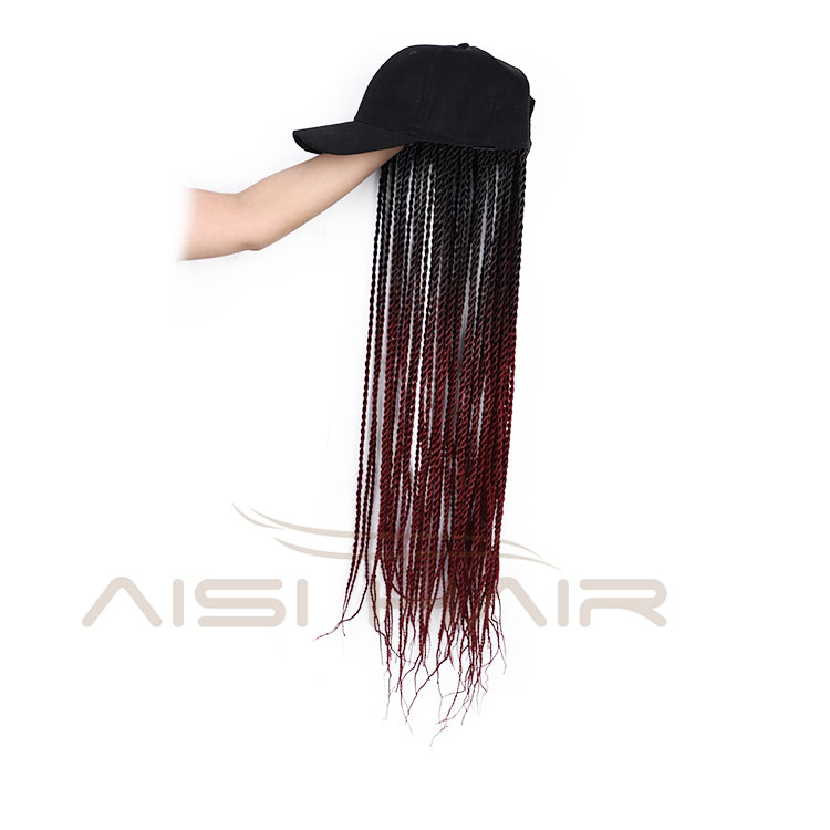 Aisi Hair Heat Resistant Synthetic Baseball Hat With Crochet Twist Braiding Hair Extension For Black Women Synthetic Hair Wigs
