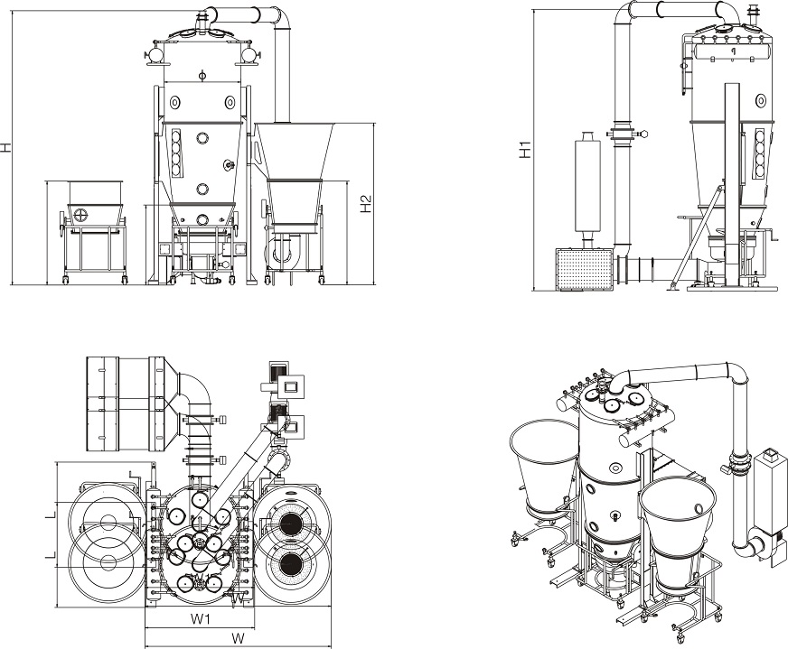 multifunction granulating and coating machine 