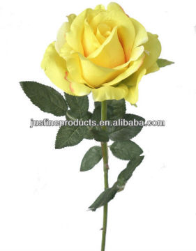 Artificial Rose Flower, 28"H Silk Rose Stem, High Quality Yellow Rose Silk Flowers