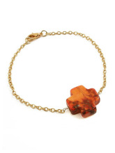 Stone Necklace Gold Necklace with Short Chain