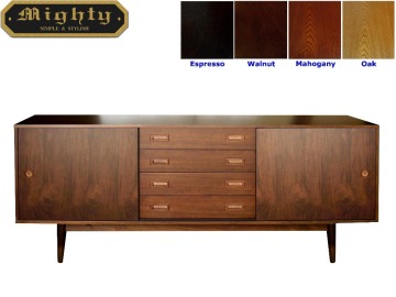 66 inch 4 Drawers Wooden Walnut Kitchen Retro Sideboard