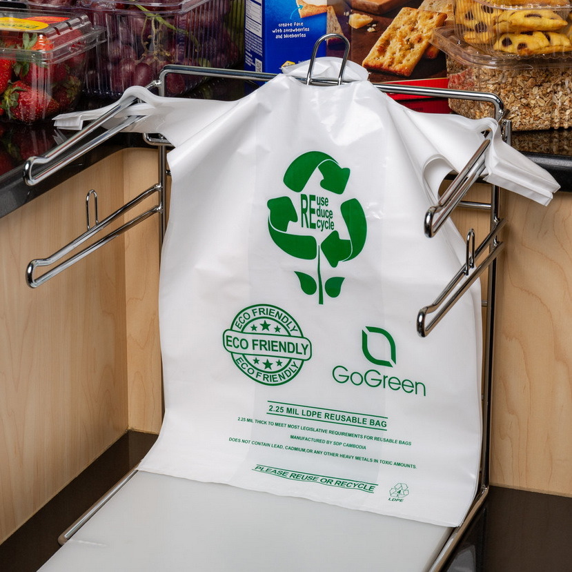 Walmart T Shirt Plastic Polythene Shopping Custom Product Packaging Reusable Grocery Dust Bin Bags