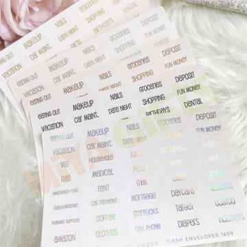 Holographic Sticker Custom Cash Envelope System Budget Planner