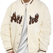 Men's Custom Logo Bomber Letterman Jackets with Embroidered Baseball Design
