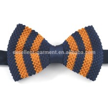 poly stripe orange color knitted bowtie