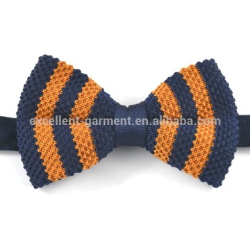 poly stripe orange color knitted bowtie