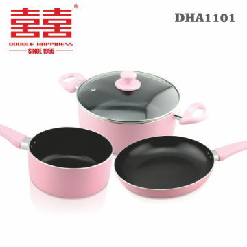 5pcs pink non-stick aluminu cookware set