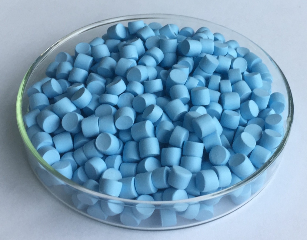 Actmix®ZDMC-75 Zinc dithiocarbamate stained light-blue