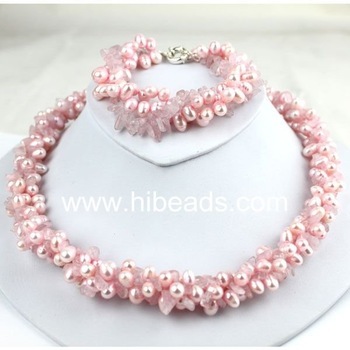 Pink pearl jewelry set Pearl-jewelry-88-0049