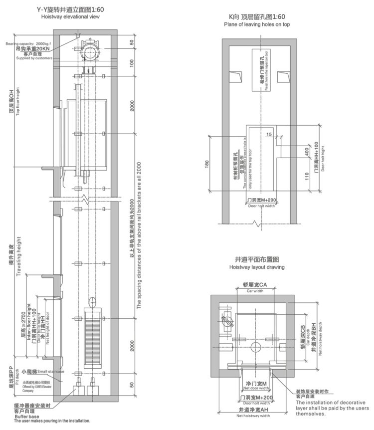 XIWEI machine room passenger elevator for home used elevadores para el hogar