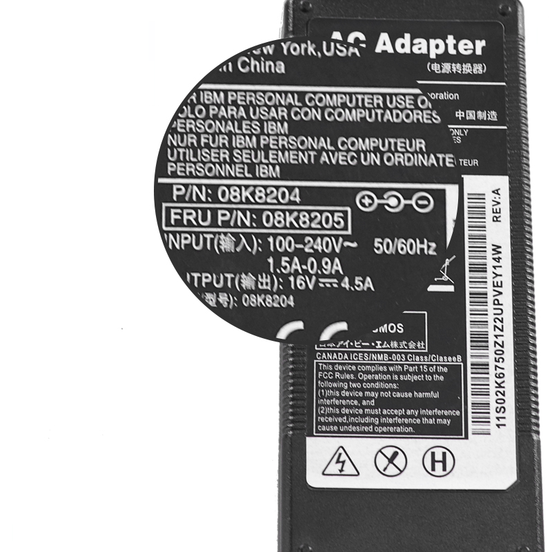 Cargador de computadora portátil Lenovo 16V4.5A 5.5 * 2.5 mm