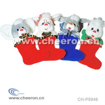 Red Plush Christmas Sock, Stuffed Sock